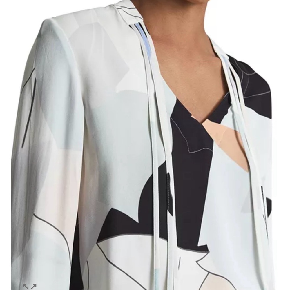 Reiss Rosie Multicolor Abstract V-Neck Blouse 2 - Picture 2 of 8